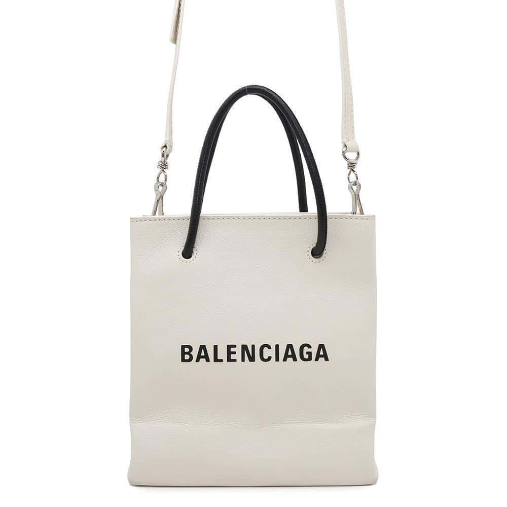 Balenciaga Handbag Shopping Tote XXS Leather White Bag